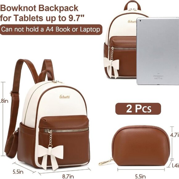 Women’s Leather Backpack Small Crossbody Cute Travel Daypack with Wallet